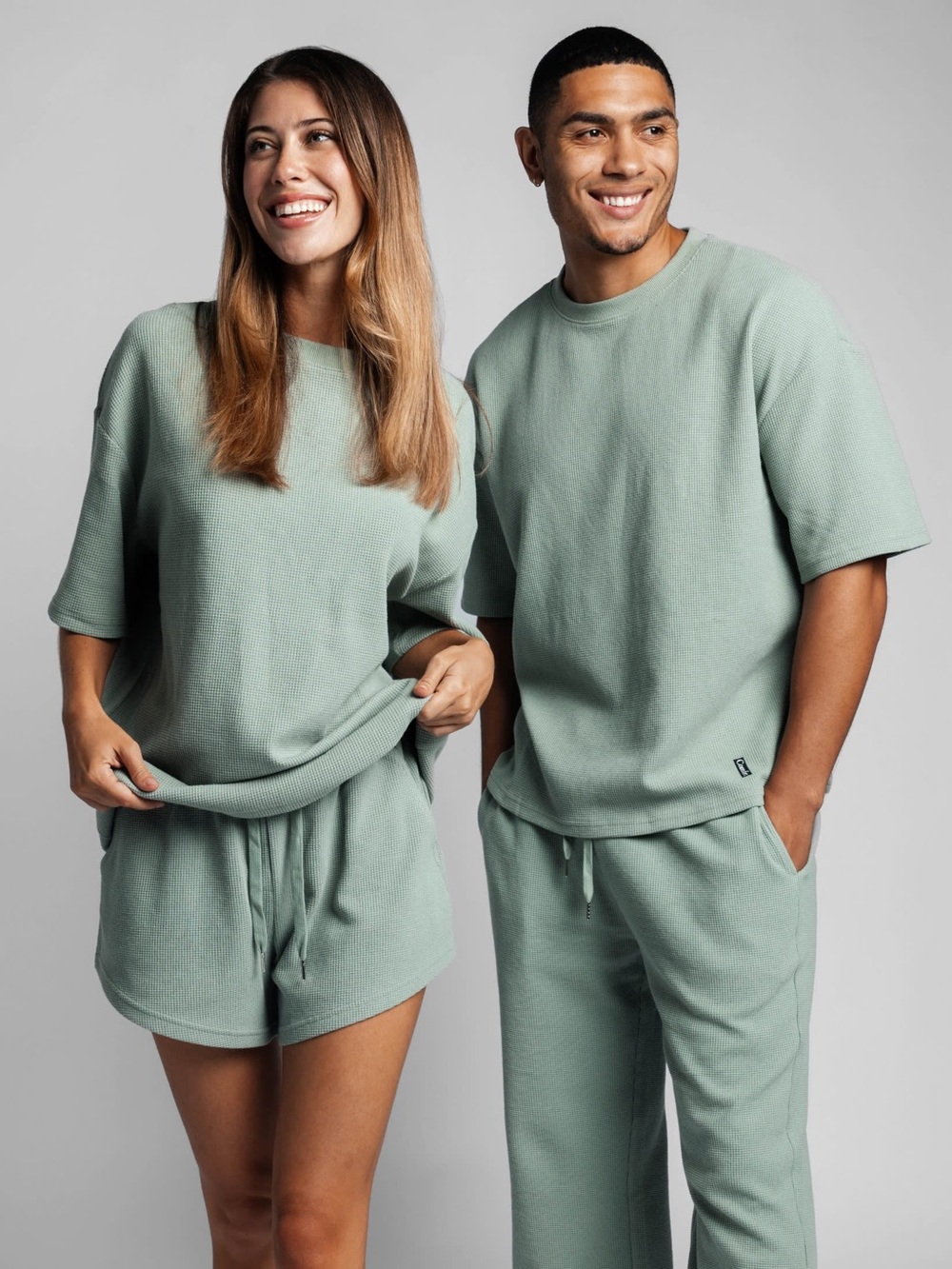 Unisex Comfrt Brand “Waffle Knit Lounge Tee” Sage Size Large Cozy, Oversized